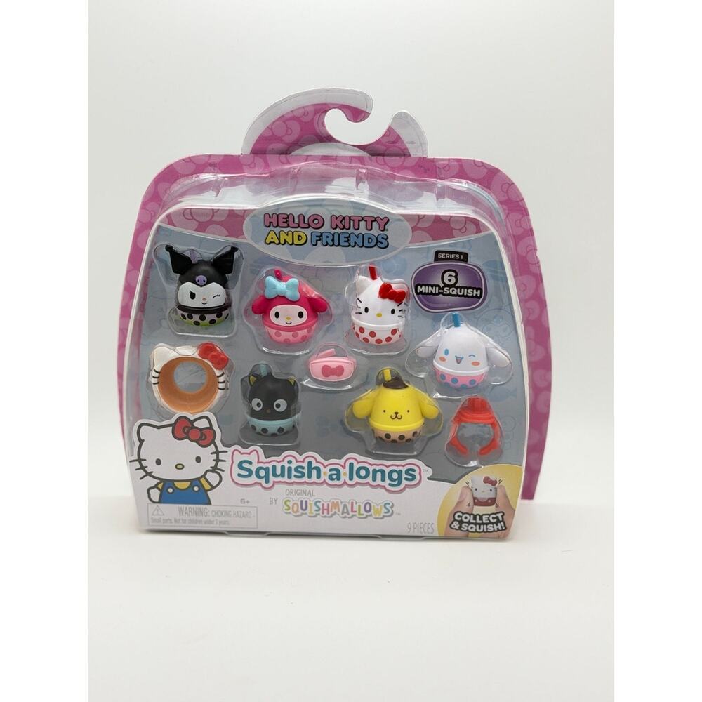 Hello Kitty & Friends Squish-A-Longs Series 1 Mini Squish Collectible Set - 9 Pi